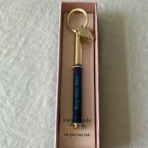 Kate Spade: Gold Tone & Blue Ink Pen Key Fob